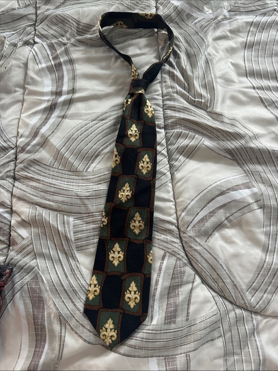 Cellini Other - Black Tie with Gold Fleur-de-Lis Pattern